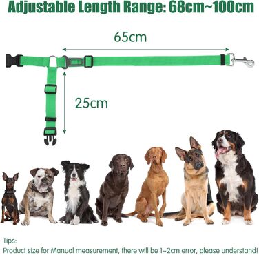 Автомобільний ремінь безпеки для собак, кріплення для тварин у авто, на голову, міцний поводок, шлейка для собак, котів та інших домашніх тварин (зелений)