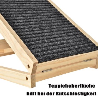 Дерев'яна рампа для собак та котів, складана, портативна, для софи, ліжка та авто, з антиковзким покриттям, 4-ступенева, регульована висота, 100 x 40 см