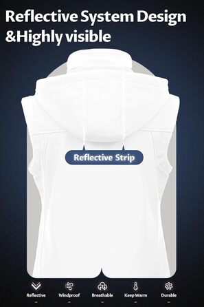 Жіноча софтшеллова жилетка CREATMO US, вітрозахисна куртка без рукавів з капюшоном (XL, білий/квітковий принт)