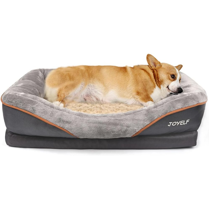 JOYELF XLarge Memory Foam Dog Bed, Orthopedic Dog Bed & Sofa with Removable Washable Cover and Squeaky Toy as a Gift (L 80 x W 56 x H 18 cm)