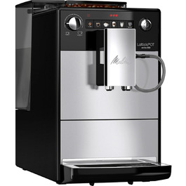 Melitta Latticia OT - Fully Automatic Coffee Machine with Milk System, Coffee Machine with Grinder for Coffee or Cappuccino, e.g., Silver/Black
