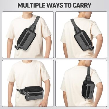 Чоловіча/Жіноча Поясна Сумка-Шейкер з 7 Кишенями для Спорту, Фітнесу, Бігу, Велосипеда, Подорожей, Чорна