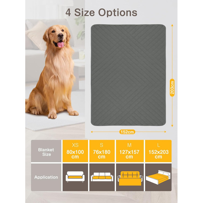 Водонепроникний килимок для собак, диванів та ліжок, захист від шерсті та подряпин, 152x203 см