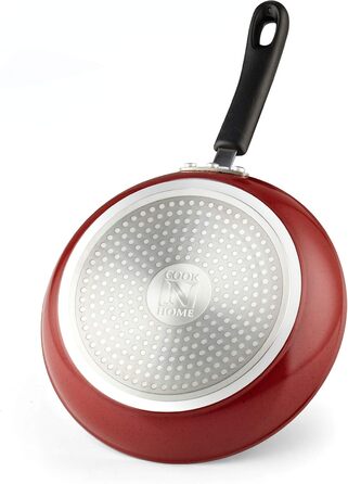 Cook N Home набір антипригарних сковорідок 3 шт, 20/25/28 см, мармурово-червоні, для індукційних плит