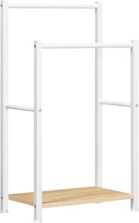 HOOBRO Тримач для рушників, стійка для рушників, мотузка для сушіння, 2 перекладини, для рушників, одягу, ковдр, газет, економія місця, стабільна, білий та натуральний колір