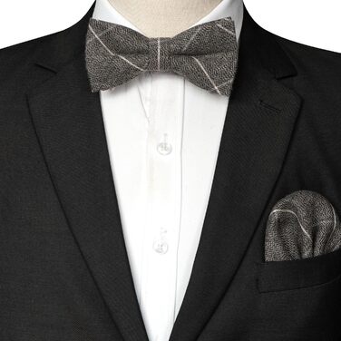 Метелик чоловічий JEMYGINS вовняний однотонний, темно-сірий з білими лініями + нагрудна хустинка, для осені-зими