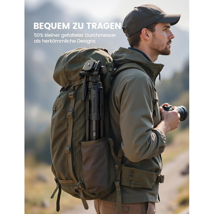 Штатив для камери Lamicall: стабільний трипод з регулюванням висоти до 170 см, вантажопідйомністю 8 кг та підставка для телефону