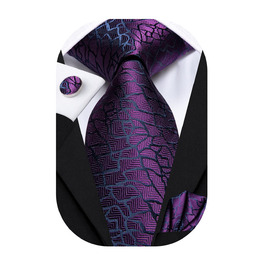 Комплект краватка, запонки та хустинка Hi-Tie класична (сливовий)