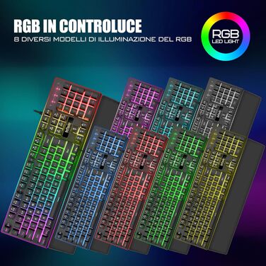 RedThunder K10 Бездротова ігрова клавіатура та миша з підсвічуванням LED, акумулятор 3800 mAh, механічне відчуття, Anti-Ghosting, миша 7D 3200 DPI, QWERTY-розкладка, для PC геймерів (Чорний)