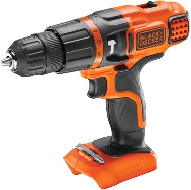 Акумуляторний ударний дриль-шуруповерт Black+Decker BDCH188N (18V, 2 швидкості, патрон 10 мм, регулювання крутного моменту, подвійний біт, без акумулятора та зарядного пристрою)