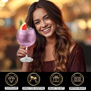 Набір з 2 келихів для джину Vemacity Premium | 550 мл | З ложкою та джиґером | Елегантний подарунковий набір | Можна використовувати для Aperol