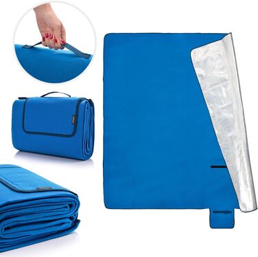 Плед для пікніка Meteor XXL водонепроникний, 150x190 см, синій - термоізольована килимок для кемпінгу, пляжу, саду
