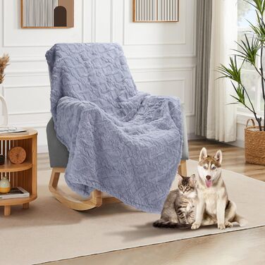 Водонепроникний коврик для собак Nobleza XXL (203 x 152 см), м'який та пухнастий, для собак та котів, можна прати в пральній машині, двосторонній чохол для захисту дивану, (M (100 x 75 см), світло-блакитний)