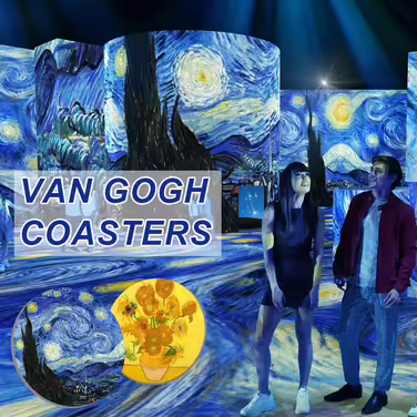 WOW DING Coasters for Drinks, Van Gogh Art, Ceramic Coasters – use 2 famous Van Gogh paintings, unique housewarming gifts, decoration