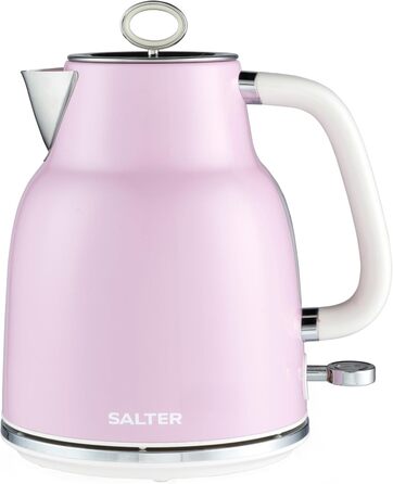 Електричний чайник Salter Retro 1.7L, 3kW, рожевий, знятний фільтр від накипу, бездротовий, з індикатором рівня води та захистом від сухого кипіння, EK5737PNKVDE