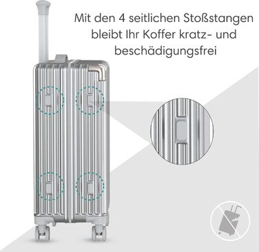 Набір валіз Voyagoux 3 в 1: 39L, 71L, 113L, з жорстким корпусом, TSA-замком, ABS, 4 колеса 360°, сріблясті, міцні та легкі