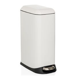 Сміттєвий відер з педаллю та кришкою SoftClose hjh OFFICE CLEAN Slim, 20л, сталевий вузький смітник з внутрішнім відром, білий, 56x34x22 см