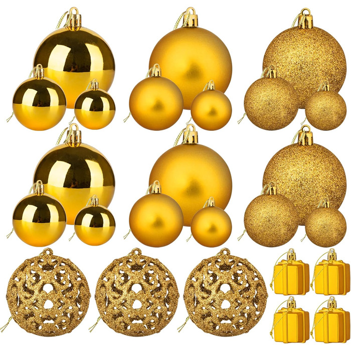 Набір прикрас для ялинки: ялинкові кулі Рожево-золоті, 100 шт., різні розміри (3см, 4см, 6см), пластикові