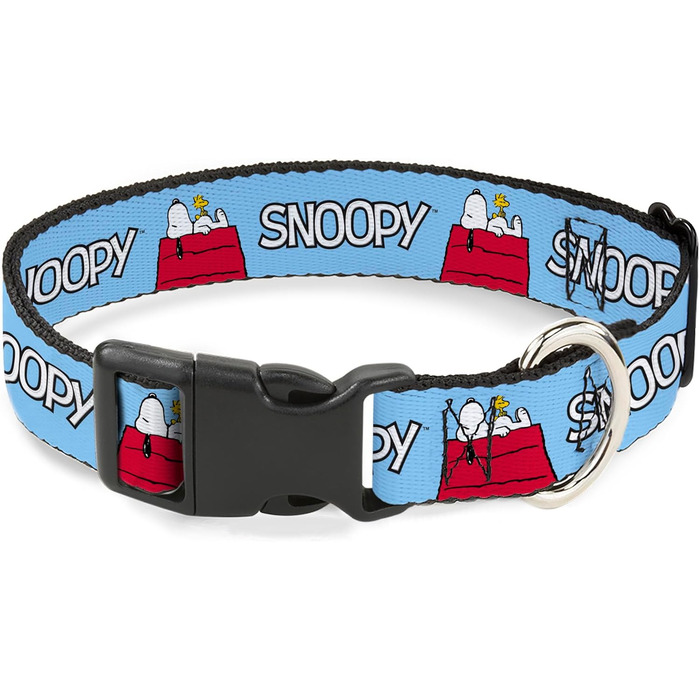 Нашийник для собак Peanuts Snoopy та Woodstock з пластиковою застібкою, блакитний, ширина 1,3 см, розмір S (17,8-21,6 см)