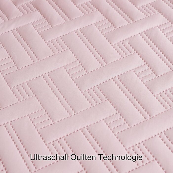 Beeweed Bedspread Throw 220x240cm Pink, Bedspreads made of Microfiber, Quilted Throw Bedspread Cover Lightweight, Stepped Quilt sewn by Ultrasound with 2 Pillowcases, Basket Pattern Pink 220 x 240 cm