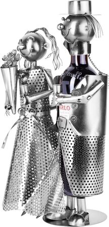 BRUBAKER Wine Holder Wedding Couple Metal Sculpture Gift with Gift Card