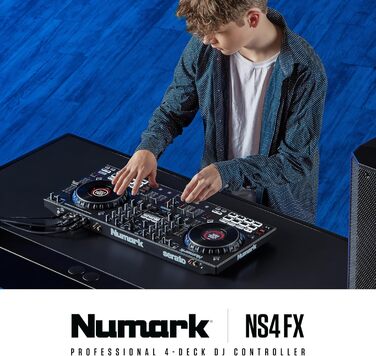 DJ контролер Numark NS4FX 4-канальний з touch-jogwheels, Pads та ефектами, Serato DJ Lite