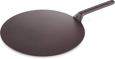 Сковорода для млинців Le Creuset з чавуну, 32 см, з дерев'яною лопаткою, для всіх типів плит (індукція), червона Cerise, чорне матове покриття