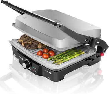 Електрогриль Cecotec Rock´n Grill 2000 з антипригарним покриттям RockStone, 2000 Вт, нержавіюча сталь та пластик