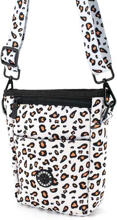 Сумка для ласощів для собак COOWONE Leckerlibeutel, з тримачем для відходів, на пояс, для прогулянок та тренувань, біла, леопардовий принт 2.0