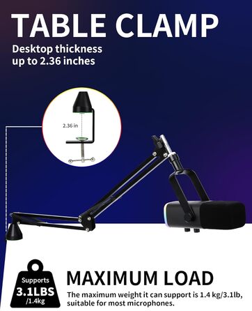 Кріплення для мікрофона HyperX QuadCast та інші - кріплення на стіл з поп-фільтром, сумісне з Blue Yeti, Razer Seiren Mini, YOUSHARES (8. Low Profile)