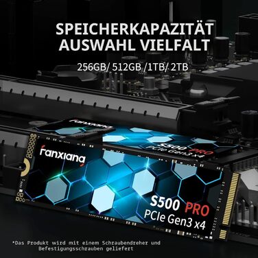 SSD накопичувач M.2 512GB PCIe 3.0 (S500 Pro) - NVMe, 3500 МБ/с читання, 3000 МБ/с запис