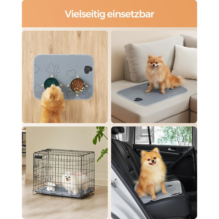 Підстилка для собак Feandrea, 2 шт., 122 x 91 см, XL, сіра, витривала, не слизька, супер вбираюча, PTD036G01