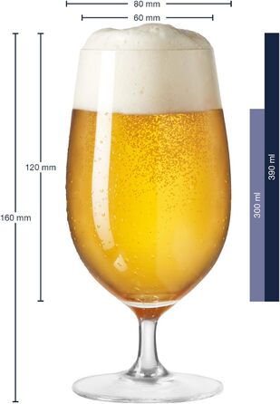 LEONARDO HOME CIAO+ Beer Glasses, Glasses, clear, 6 pieces (1 pack), 6