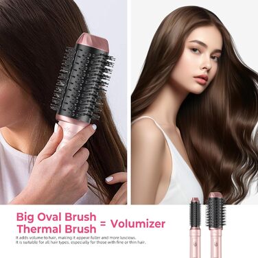 Набір для укладки волосся Atopskins 6 в 1: фен-щітка, локони, термощітка, 1000W, рожевий