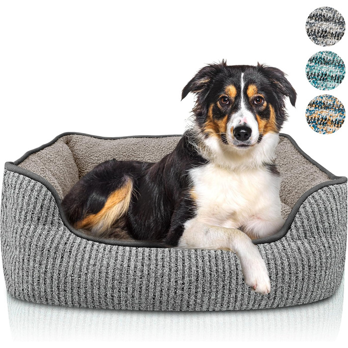 Крісло-ліжко для собак та котів, корзина для собак, диван для собак, подушка для собак, ліжко для котів, подушка для котів, зелений колір, розмір S, миється, не слизьке, знімний ковдр, плюшеве, S (L - 86x60x24 см, сірий)