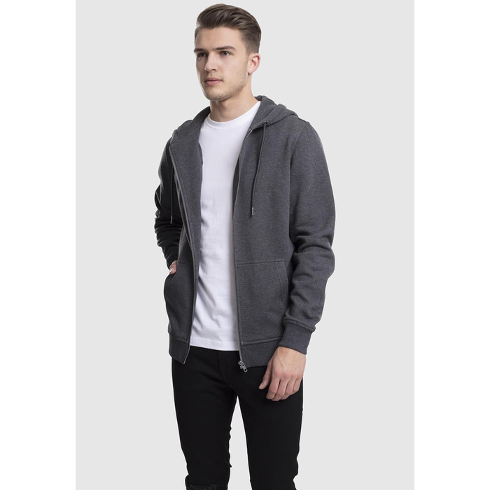 Чоловіча базова толстовка-худі Urban Classics Basic Zip Hoody на блискавці, колір Charcoal (темно-сірий)