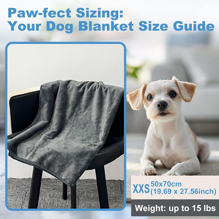 Водонепроникний плед для собак 100x120 см, миючий, з фланцевої тканини, для дивана, ліжка, захист від бруду, теплий, м'який, не пропускає вологу, захист меблів для собак та котів (XXS(50x70 см))