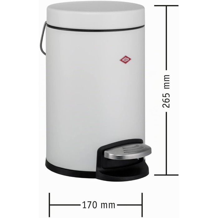 Косметичний смітник WESCO з педаллю, сталевий, 3 л, матовий пісочний