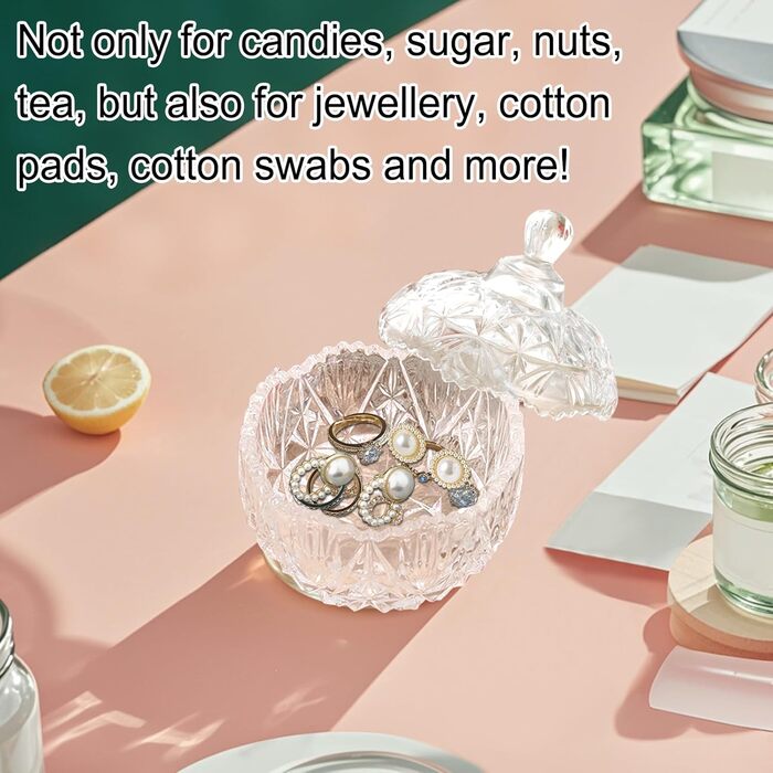 Контейнер для ватних паличок та дисків 2 шт. Прозорий скляний органайзер для ванної кімнати та туалетного столика