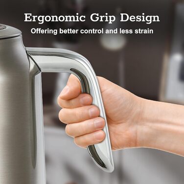 Електричний чайник з нержавіючої сталі з термоіндикатором, 1.7 л, Vintage, з автовимкненням та захистом від сухого кипіння – ідеальний для чаю та кави в сім'ї (Chrome)