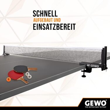 Сітка для настільного тенісу GEWO CS Profi - професійна, міцна, чорна, 183 см