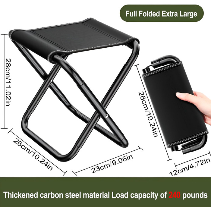 Крісло для кемпінгу складне, портативне, для балкону, міні-крісло, для відпочинку на природі, з сумкою для зберігання. Підходить для пляжу, саду, дачі. Розмір: Large