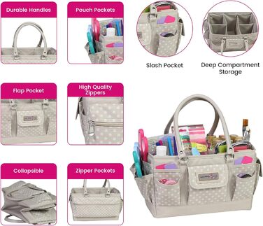 Everything Mary Blaugruner, geometric deluxe store and tote bag, organizer for crafts, sewing, paper, art, desk, canvas, accessories, storage with handles for travel
