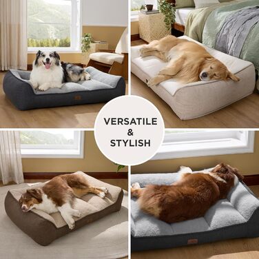 BEDSURE Лежанка для собак великих порід - 106x76 см, товста, з водонепроникною наволочкою, антиковзаюча, з м'якого плюшу Sherpa, темно-сіра