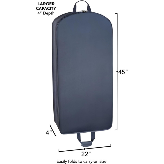 Дорожній костюмний чохол WallyBags 114 см, делюкс, велика місткість, з двома кишенями для аксесуарів, синій