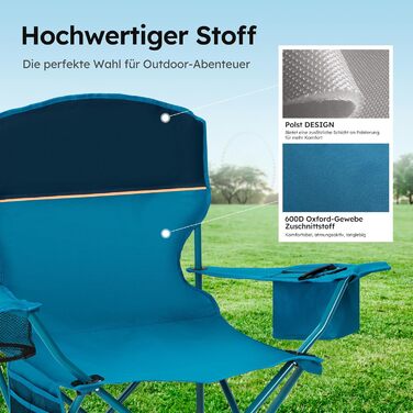 Набір 2 складаних стільців High Point Sports для кемпінгу, риболовлі та саду з підсклянником та охолоджувальним відсіком (до 120 кг), синій