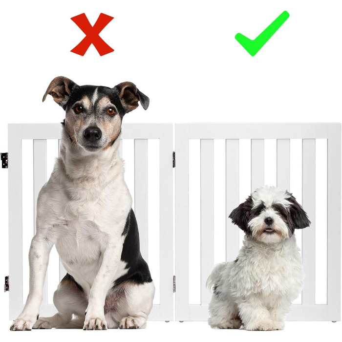 Захисний бар'єр для собак COSTWAY 60см, дерев'яне огорожа, дитяче ворота, розкладні, для сходи, білий (2 панелі)