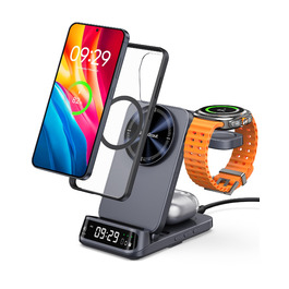 Зарядна станція SwanScout магнітна 3-в-1 для Samsung Galaxy S25 Ultra/S24/Z Flip 7/Z Fold 7, годинник Samsung Watch 8 Classic/8/Ultra/7, навушники Galaxy Buds 3, SwanScout 708SM
