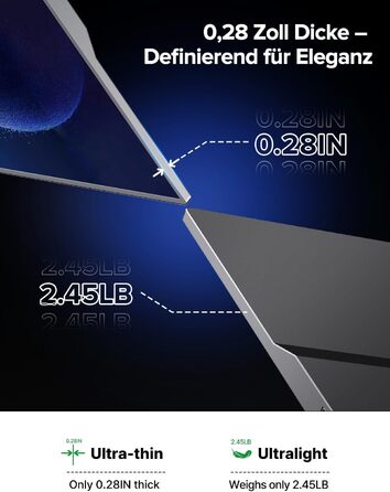 UPERFECT Портативний монітор з сенсорним екраном 15.6' FHD, 125% sRGB, матове покриття, 2000:1 контрастність, VESA, Dual USB-C, для ноутбука/телефону/ігрової консолі