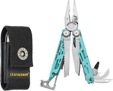 Leatherman Signal Multi-Tool - 19 Tools for Camping, Survival & Outdoor Activities - Light Blue with Nylon Sheath